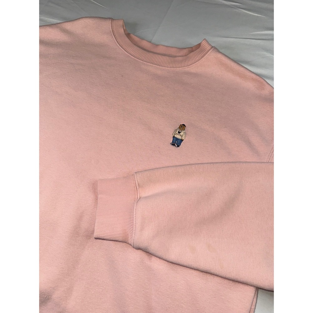 WHO.A.U California Spirit 1849 Pink Crewneck Sweatshirt Embroidered Bear Large